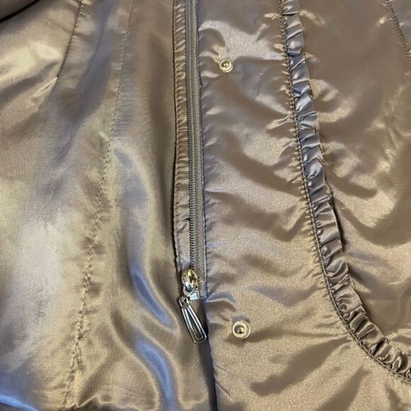 WINTER WOMAN HOODED WATER RESISTANT SILVER GREY GENUINE MINK FLORAL - Picture 10 of 16